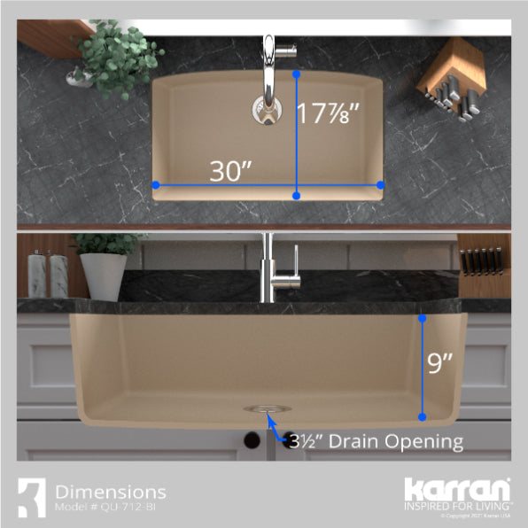 Quartz Composite Bisque Kitchen Sink Matte 7
