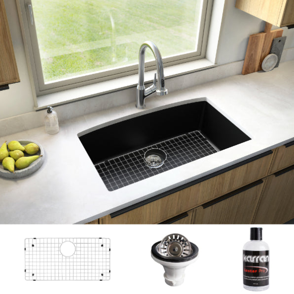 Quartz Composite Black Kitchen Sink Matte 4