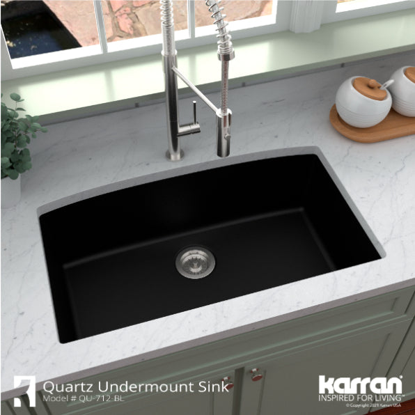 Quartz Composite Black Kitchen Sink Matte 6