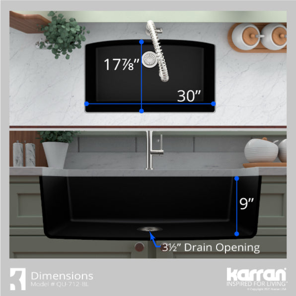 Quartz Composite Black Kitchen Sink Matte 8