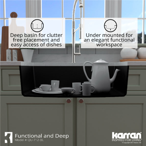 Quartz Composite Black Kitchen Sink Matte 9