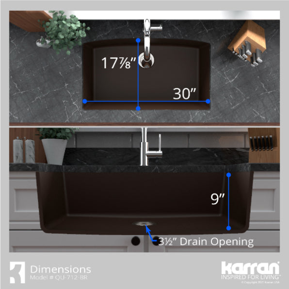 Quartz Composite Brown Kitchen Sink Matte 7