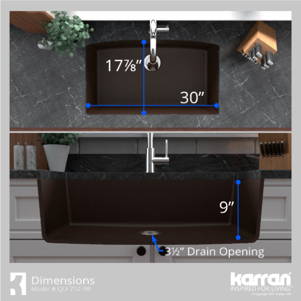 Quartz Composite Brown Kitchen Sink Matte 7