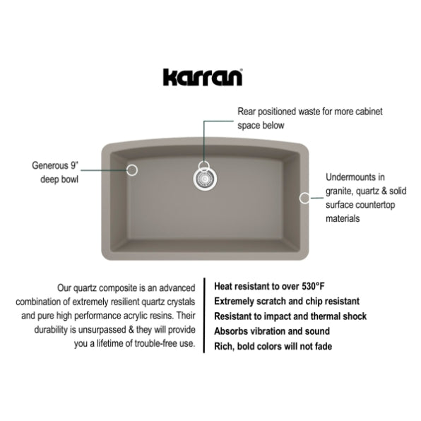 Quartz Composite Concrete Kitchen Sink Matte 3