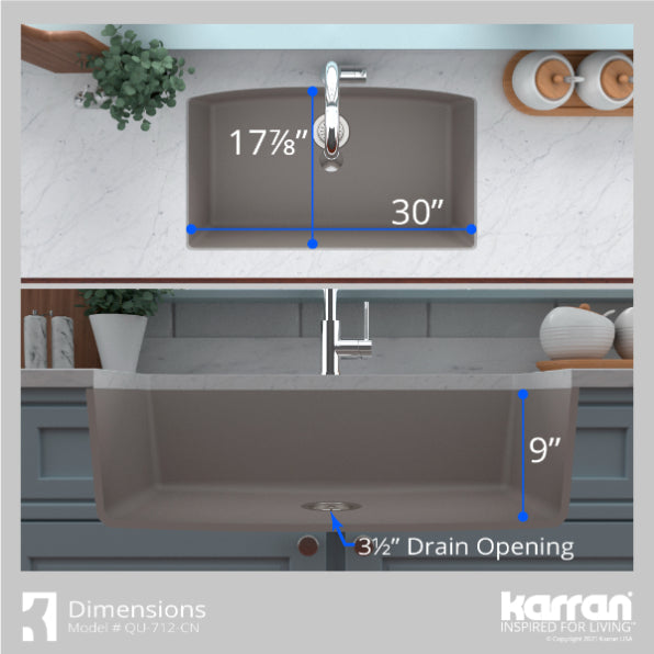 Quartz Composite Concrete Kitchen Sink Matte 7