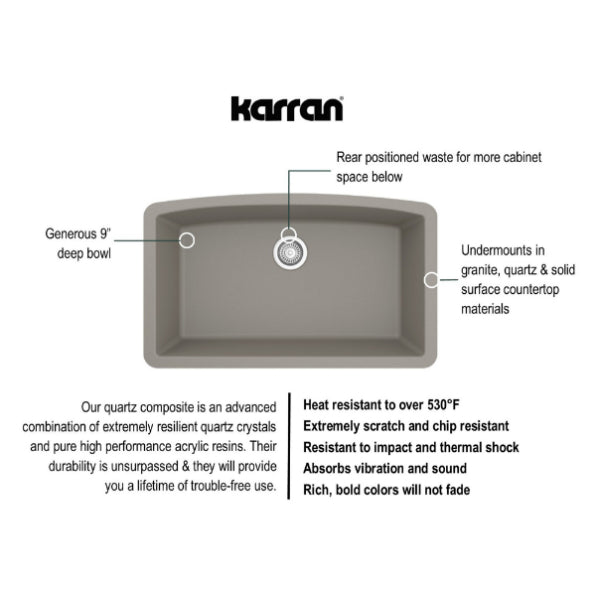 Quartz Composite Concrete Kitchen Sink Matte 3