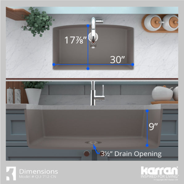 Quartz Composite Concrete Kitchen Sink Matte 7