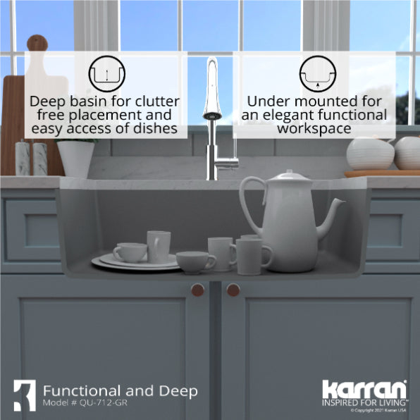 Quartz Composite Grey Kitchen Sink Matte 8