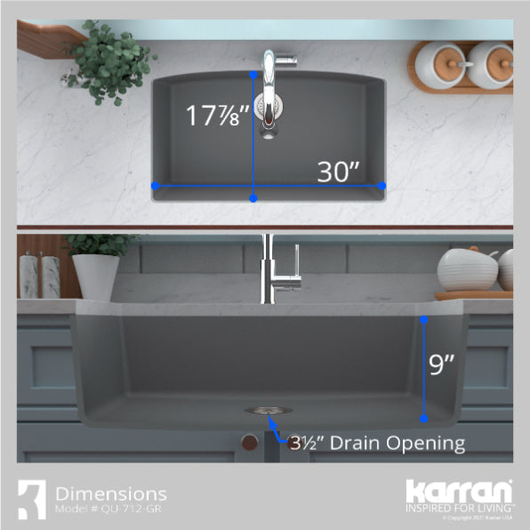 Quartz Composite Grey Kitchen Sink Matte 7