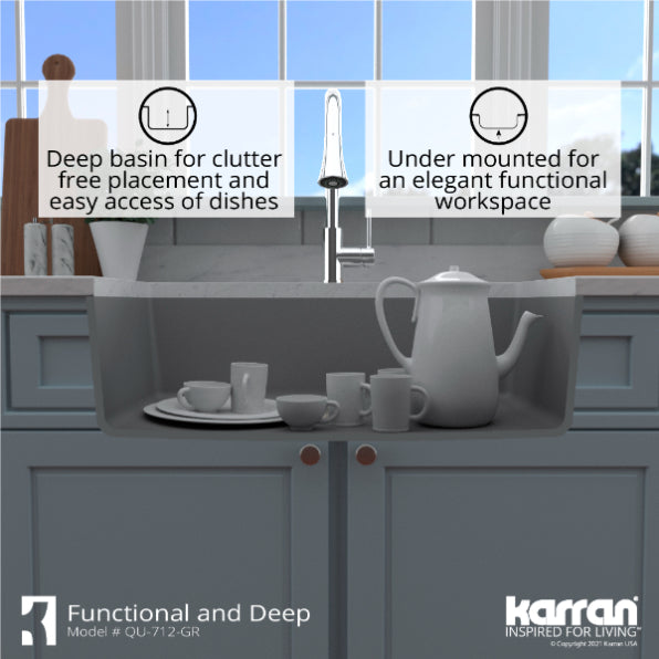 Quartz Composite Grey Kitchen Sink Matte 8