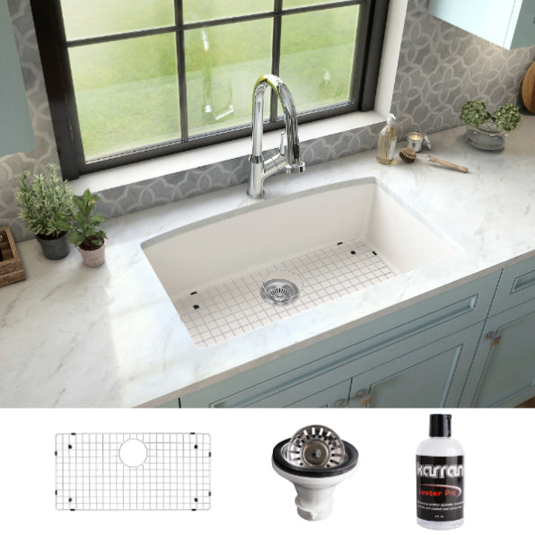 Quartz Composite White Kitchen Sink Matte 4