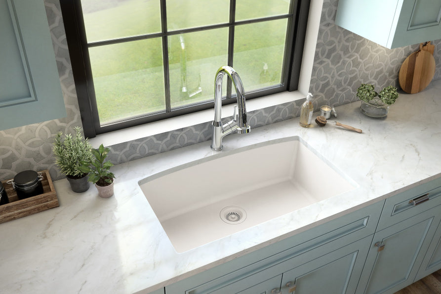 Quartz Composite White Kitchen Sink Matte 5