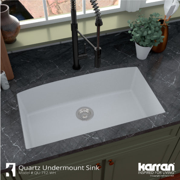 Quartz Composite White Kitchen Sink Matte 6