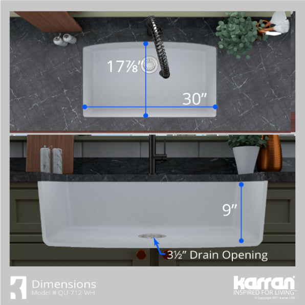 Quartz Composite White Kitchen Sink Matte 8