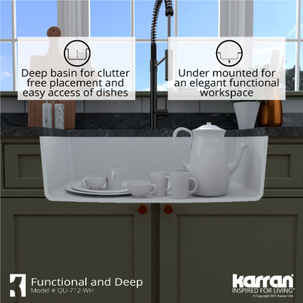 Quartz Composite White Kitchen Sink Matte 9