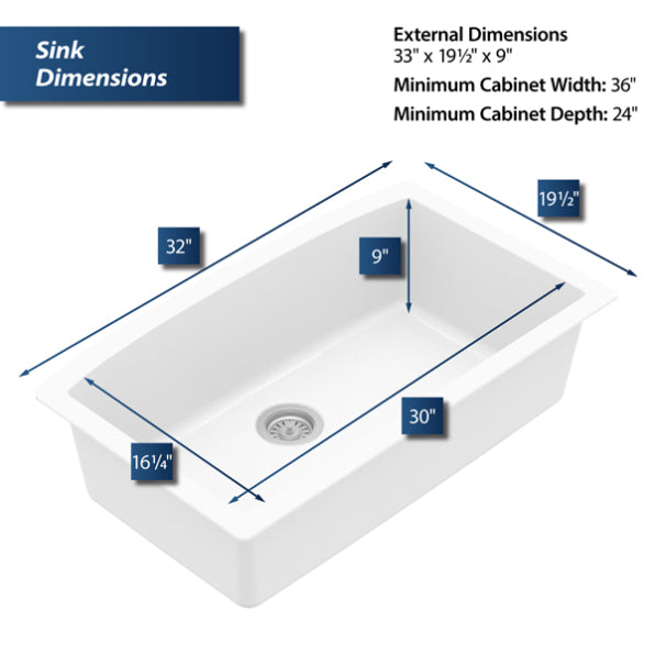Quartz Composite White Kitchen Sink Matte 3