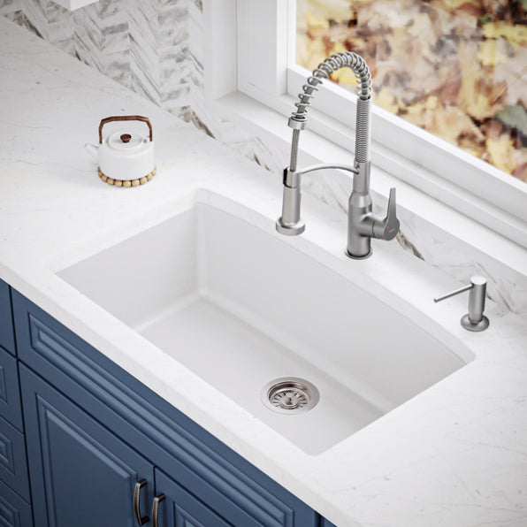 Quartz Composite White Kitchen Sink Matte 4