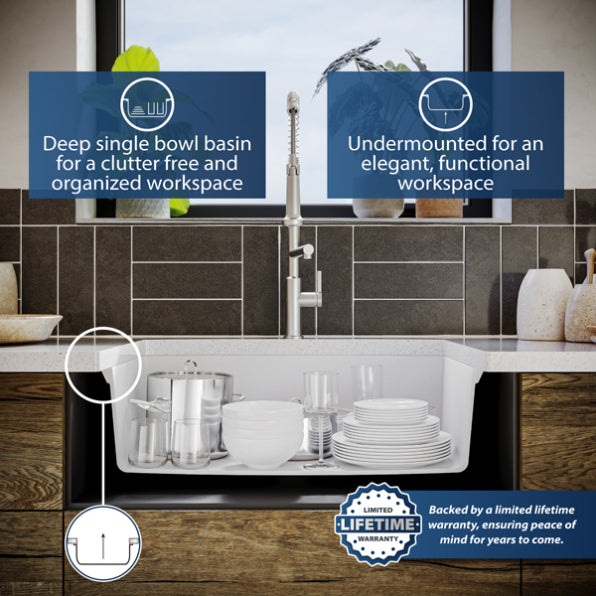 Quartz Composite White Kitchen Sink Matte 7