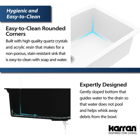 Quartz Composite White Kitchen Sink Matte 8