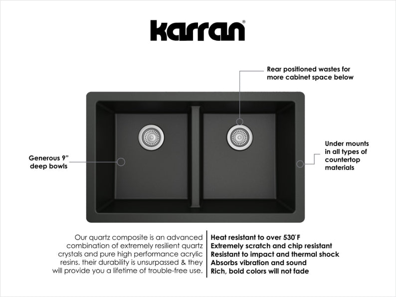 Quartz Composite Black Kitchen Sink Matte 3