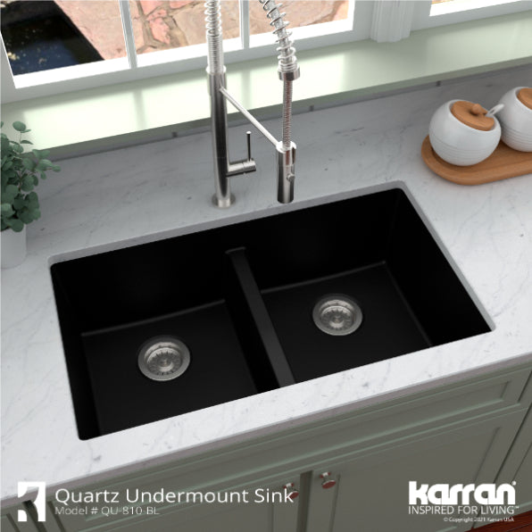 Quartz Composite Black Kitchen Sink Matte 6