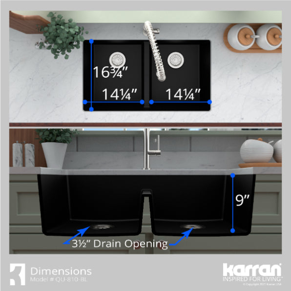 Quartz Composite Black Kitchen Sink Matte 8