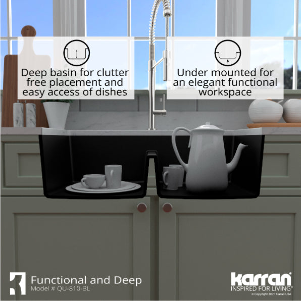 Quartz Composite Black Kitchen Sink Matte 9