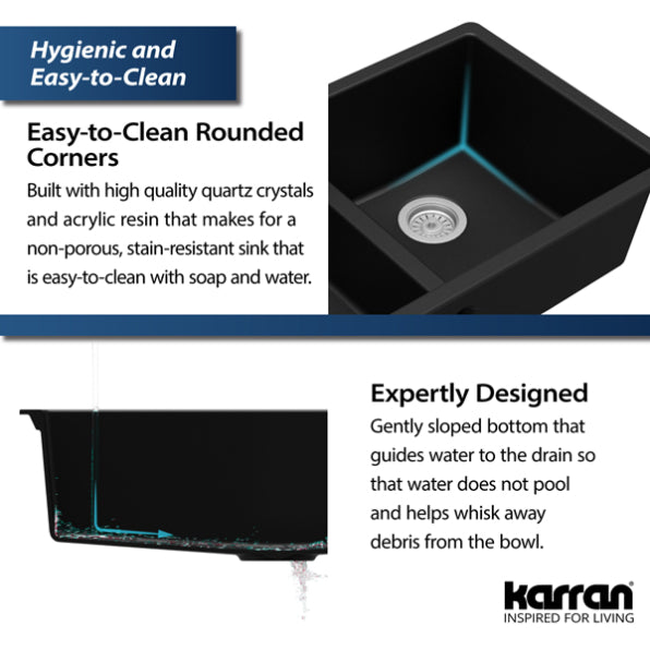 Quartz Composite Black Kitchen Sink Matte 7