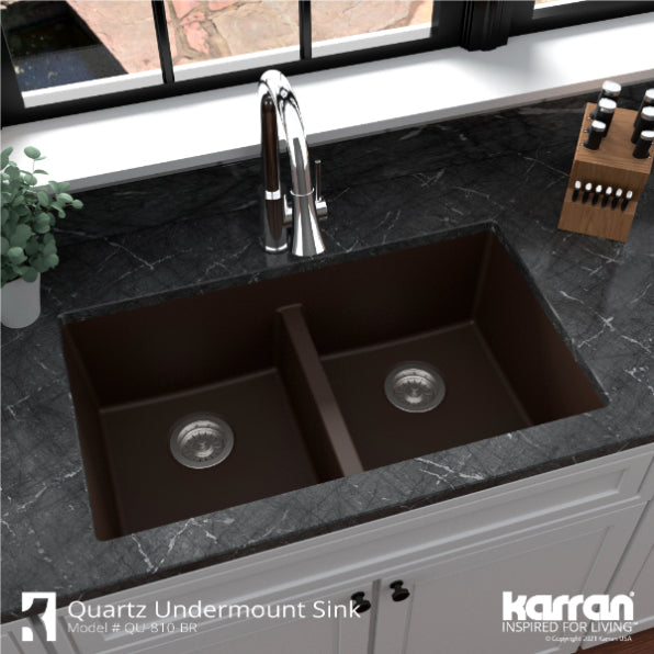 Quartz Composite Brown Kitchen Sink Matte 5