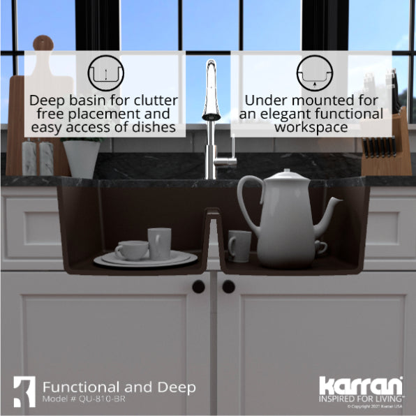 Quartz Composite Brown Kitchen Sink Matte 8