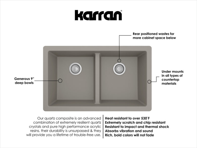Quartz Composite Concrete Kitchen Sink Matte 3