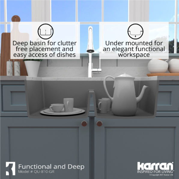 Quartz Composite Grey Kitchen Sink Matte 8