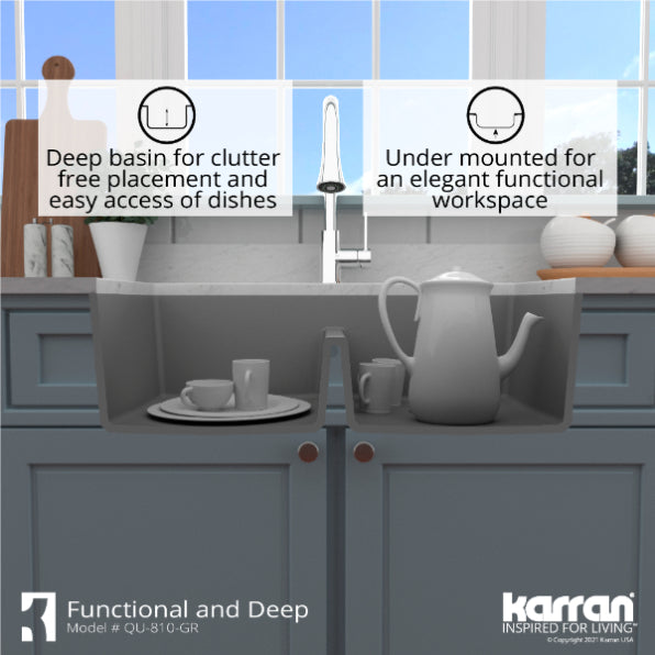 Quartz Composite Grey Kitchen Sink Matte 8