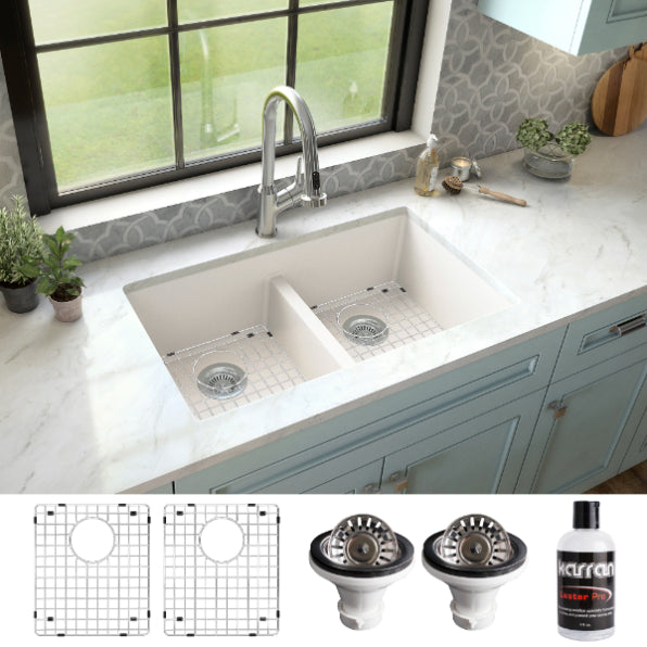 Quartz Composite White Kitchen Sink Matte 4