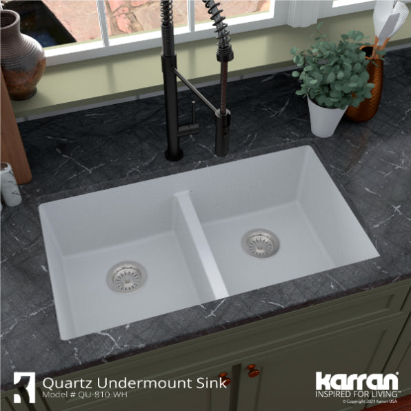 Quartz Composite White Kitchen Sink Matte 6