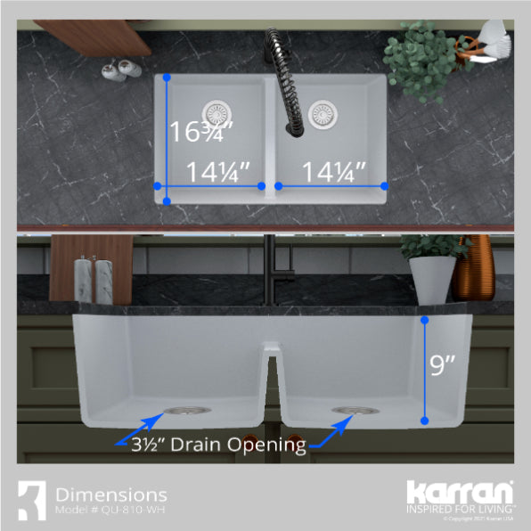 Quartz Composite White Kitchen Sink Matte 8