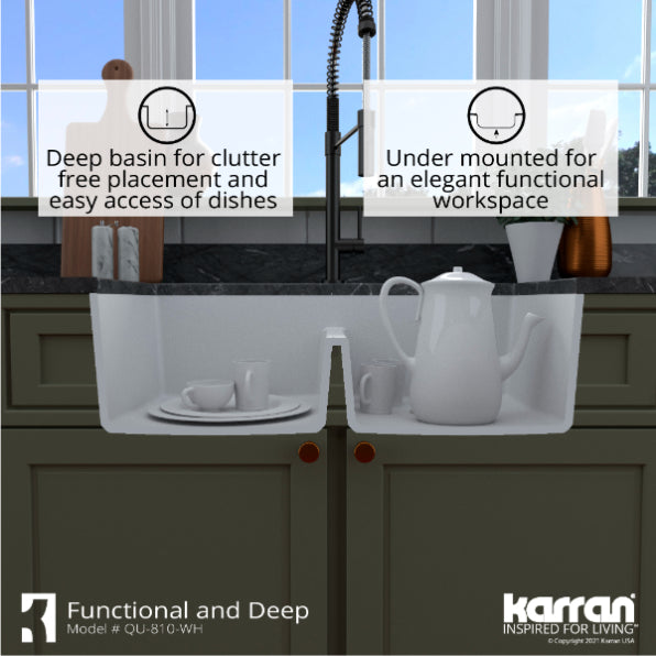 Quartz Composite White Kitchen Sink Matte 9