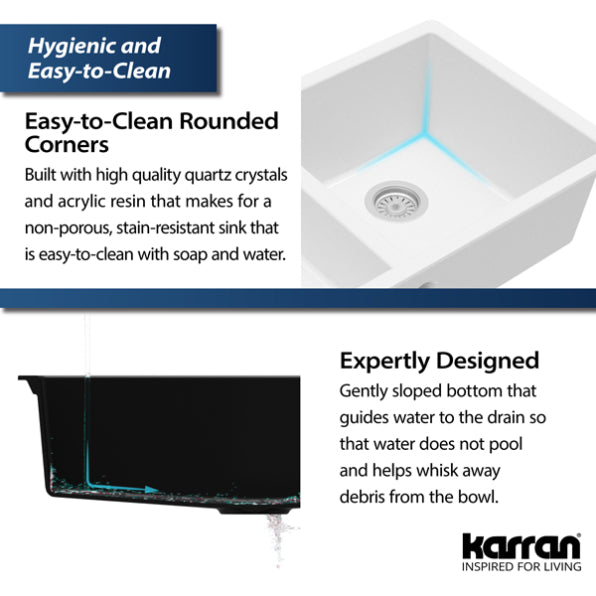Quartz Composite White Kitchen Sink Matte 8