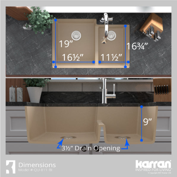 Quartz Composite Bisque Kitchen Sink Matte 7