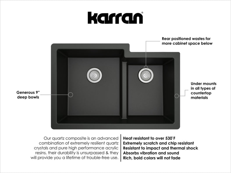 Quartz Composite Black Kitchen Sink Matte 3