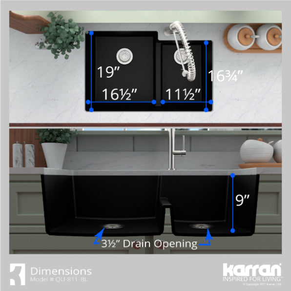 Quartz Composite Black Kitchen Sink Matte 7