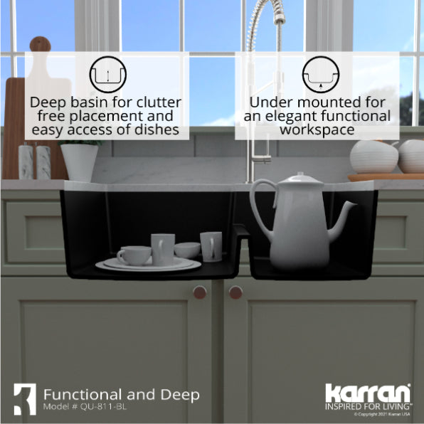 Quartz Composite Black Kitchen Sink Matte 8