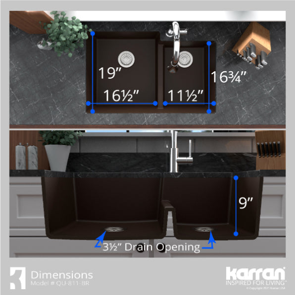 Quartz Composite Brown Kitchen Sink Matte 7