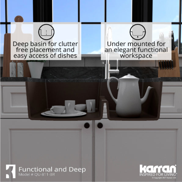 Quartz Composite Brown Kitchen Sink Matte 8