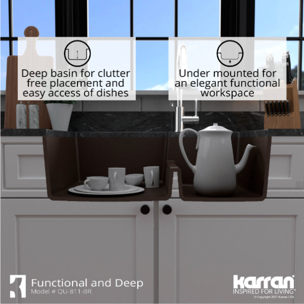 Quartz Composite Brown Kitchen Sink Matte 8
