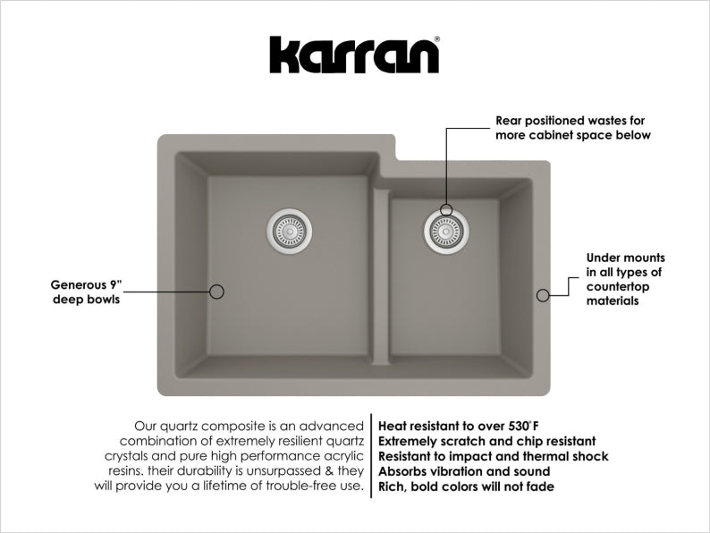 Quartz Composite Concrete Kitchen Sink Matte 3