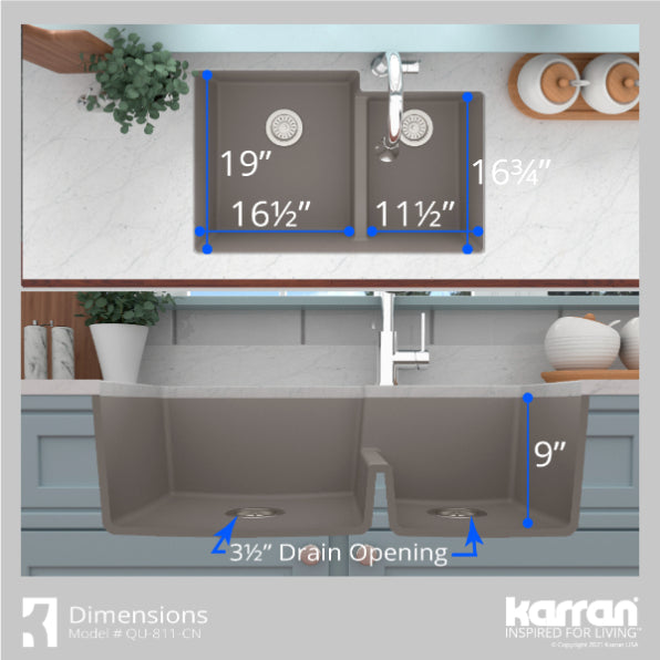 Quartz Composite Concrete Kitchen Sink Matte 7
