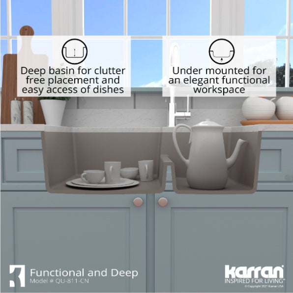 Quartz Composite Concrete Kitchen Sink Matte 8