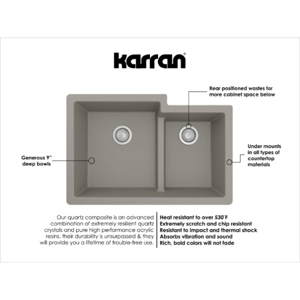 Quartz Composite Concrete Kitchen Sink Matte 3