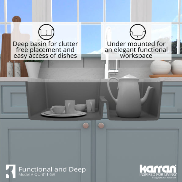 Quartz Composite Grey Kitchen Sink Matte 8
